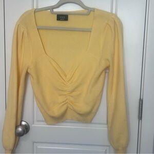 VICI Yellow Ruched Sweater Top Medium